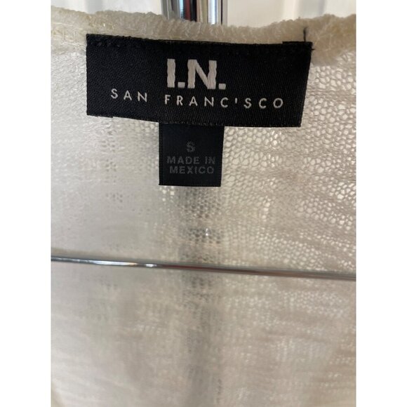 I.N. San Francisco White Three Quarter Lace Sleeve Open Front Top SZ Small - Picture 5 of 8